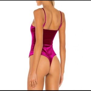 Lovers + Friends Pink Velvet Bodysuit